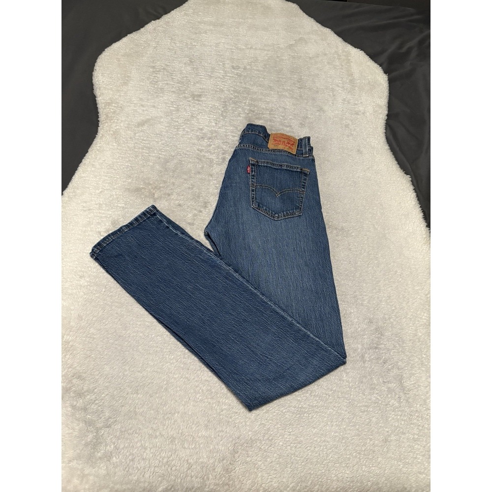 Levis 505 Mens Blue Straight Jeans Size 32x34 Cotton Denim‎ Pants Stretch